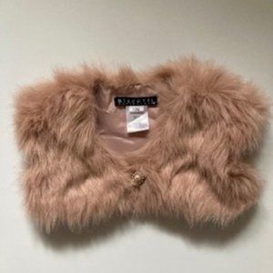 🧡3/15 Biscotti Collezioni Baby Girls Pink Faux Fur Crop Vest Size 12 Months